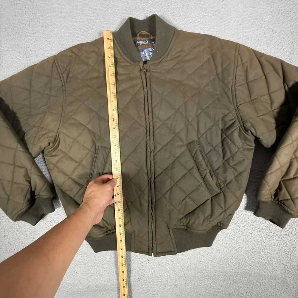 Polo Ralph Lauren Jacket Mens Medium Brown Oilcloth Diamond Quilted Bomber Waxed